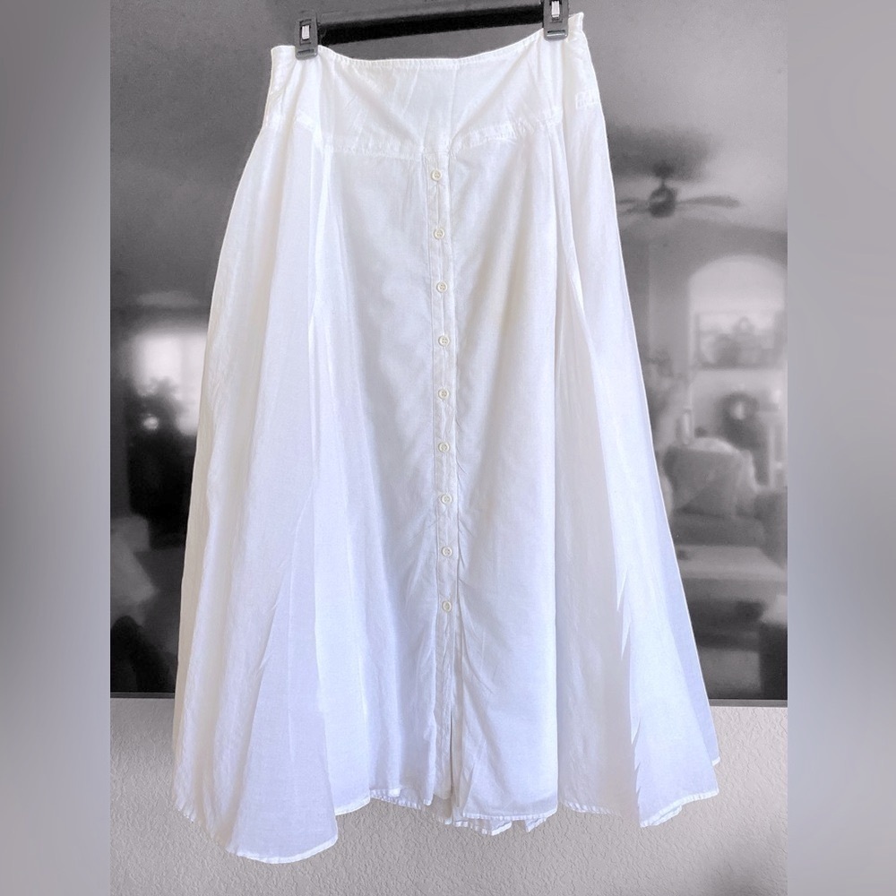 I.N.C. Flowing Bohemian White Linen Midi Skirt Button-Down - Picture 6 of 10